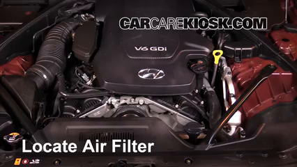 2016 Hyundai Genesis 3.8 3.8L V6 Filtre à air (moteur) Changement